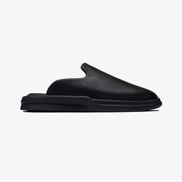 LUSSO Pelli Black Smooth Leather Unisex Slides / Slippers - Picture 3 of 5